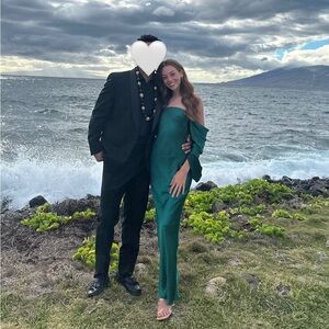 MESHKI Polyester Green Off-The-Shoulder Wedding Guest Dress Women’s XXS